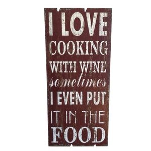 "Cooking with Wine" Wooden Wall Decor Sign – Rustic & Charming